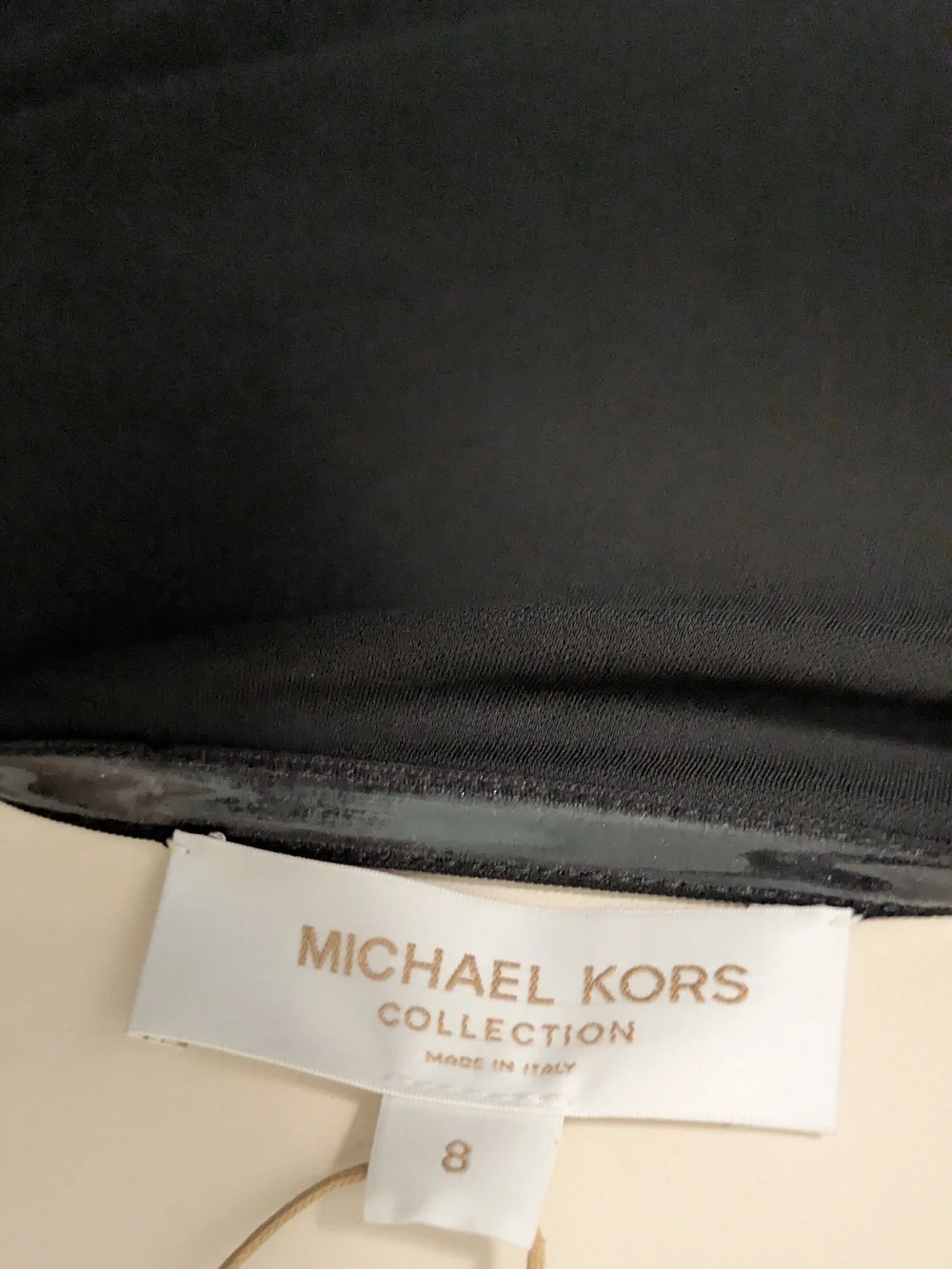 Michael Kors One-Shoulder Black Ruched Gown with Shoulder Hardware